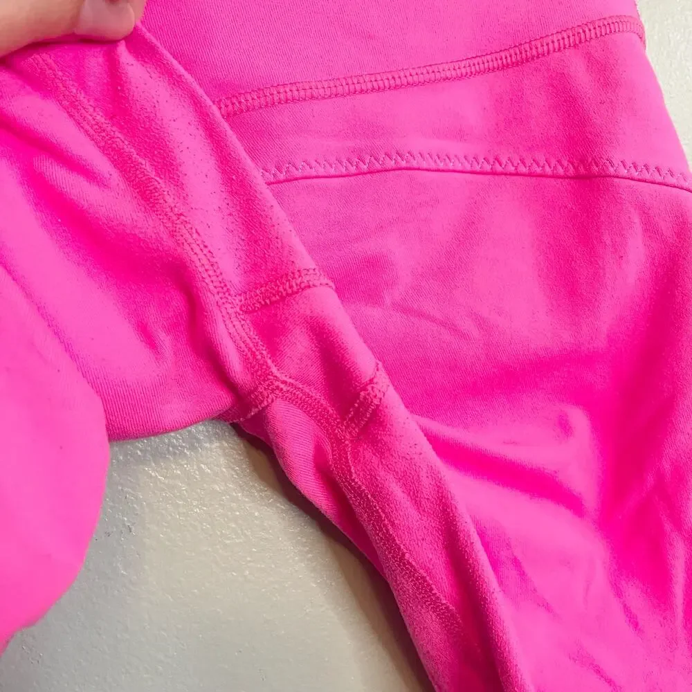 Lululemon Power Flow Leggings Size 6 Pink Capri Yoga Workout Train Activewear